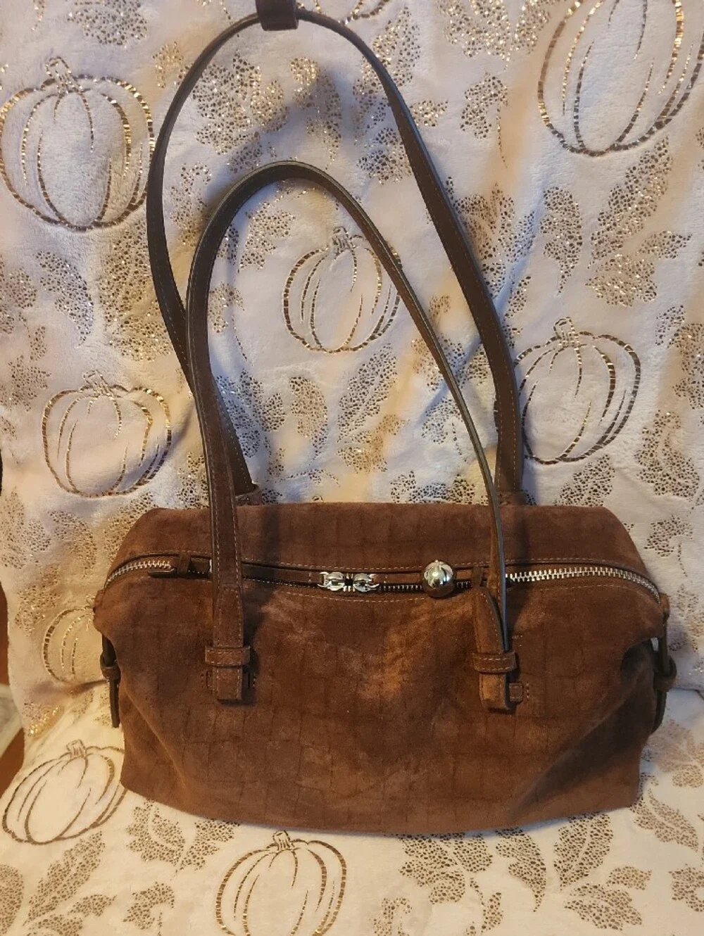 kate spade Brown Suede Double-Handle Shoulder Bag